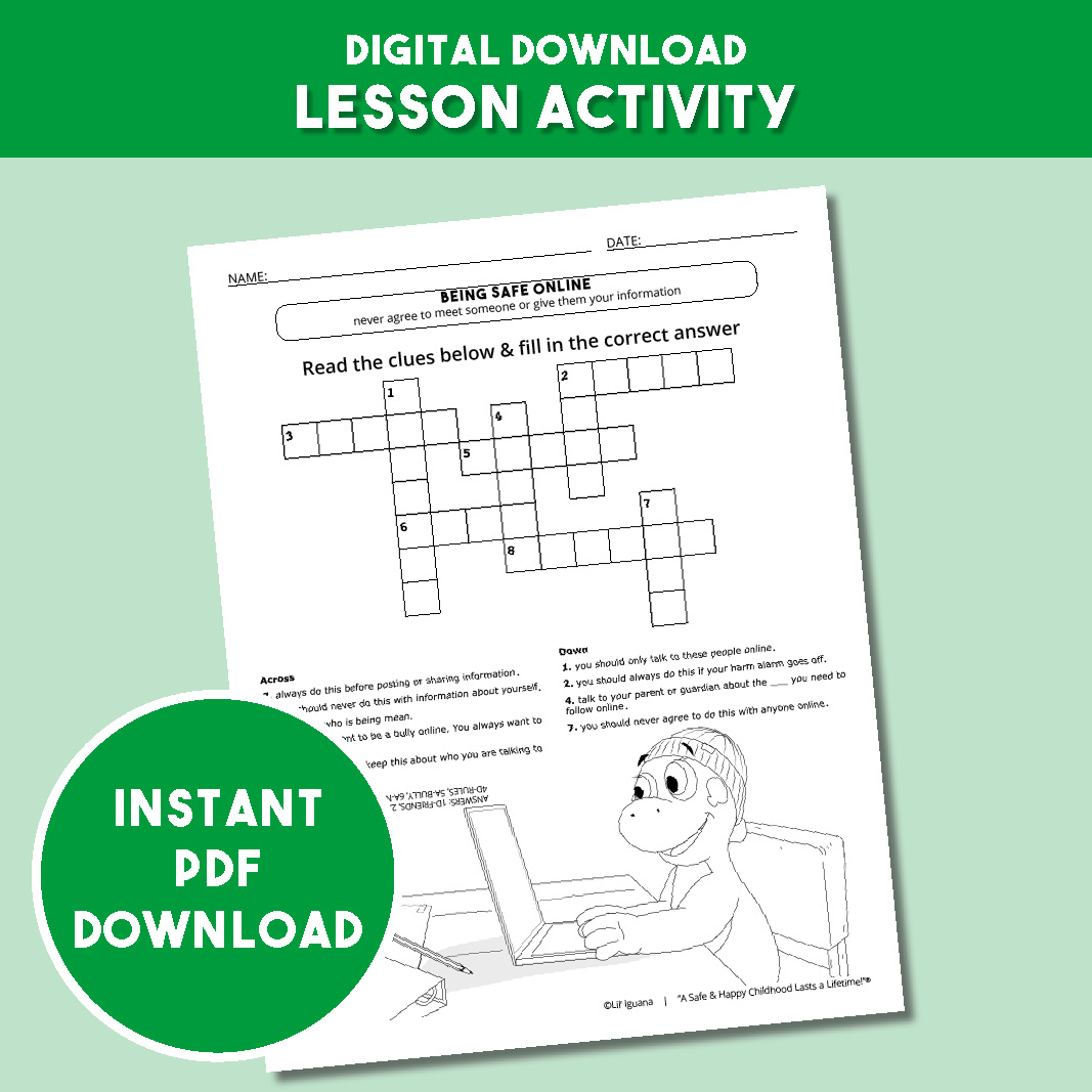 Being Safe Online Activity Crossword Lil' Iguana