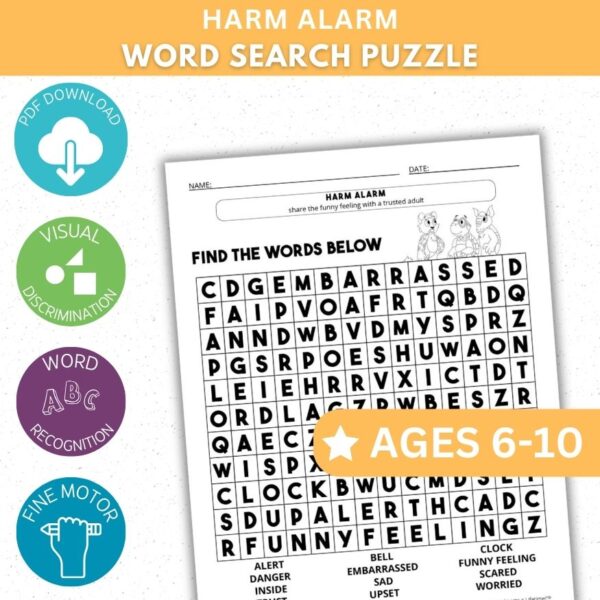 Harm Alarm Activity - Word Search