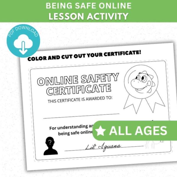 Being Safe Online Activity Worksheet - Certificate