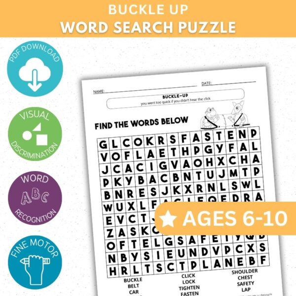 Buckle Up Activity - Word Search