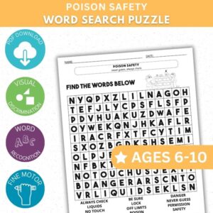 Poison Safety Activity - Word Search