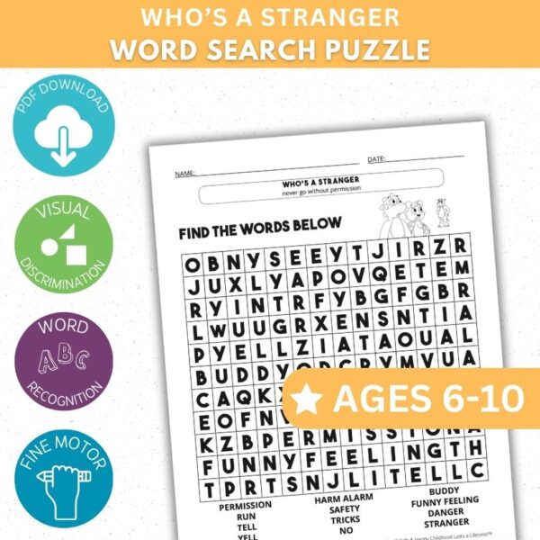 Who's a Stranger Activity - Word Search