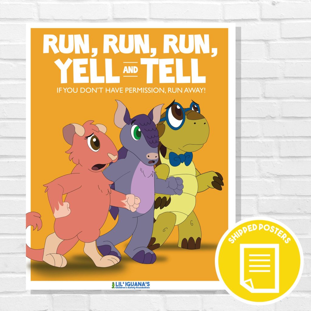 Printed Poster: Run, Run, Run, Yell, & Tell - Lil' Iguana