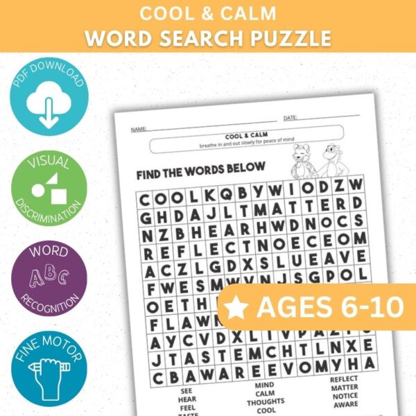 Cool & Calm Activity - Word Search