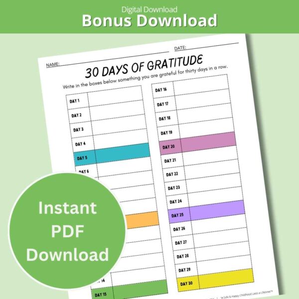 30 Days of Gratitude Printable