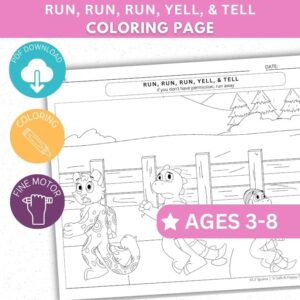 Run Run Run Yell & Tell - Coloring Sheet