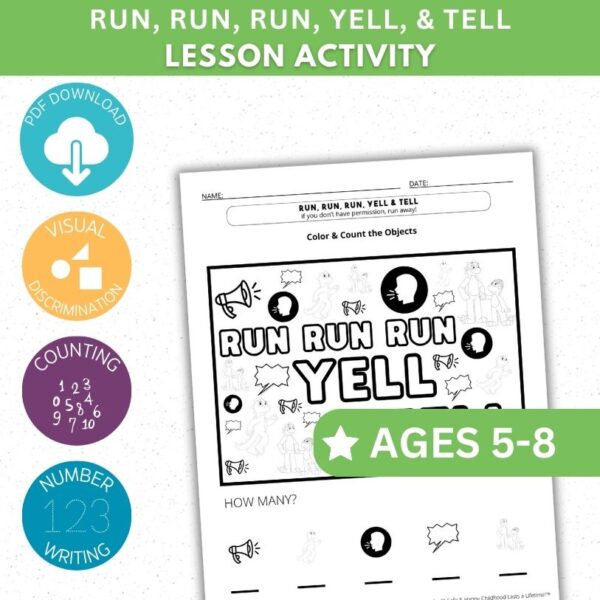 Run, Run, Run, Yell & Tell Activity - Color & Count