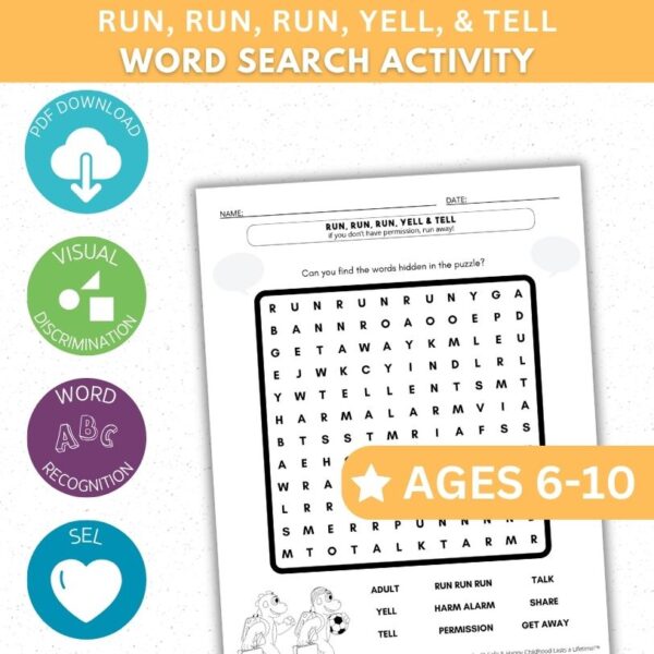 Run, Run, Run, Yell & Tell Activity - Word Search