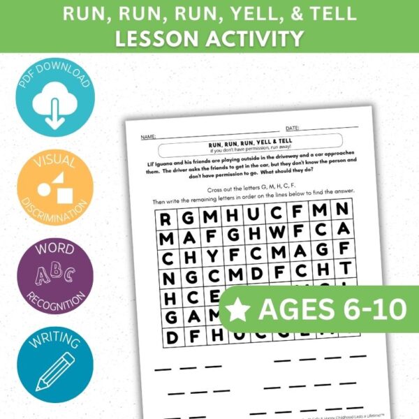 Run, Run, Run, Yell & Tell Activity - Cross Out