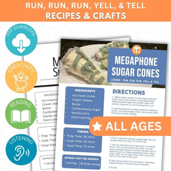 Run, Run, Run, Yell & Tell Activity - Sugar Cone Megaphones